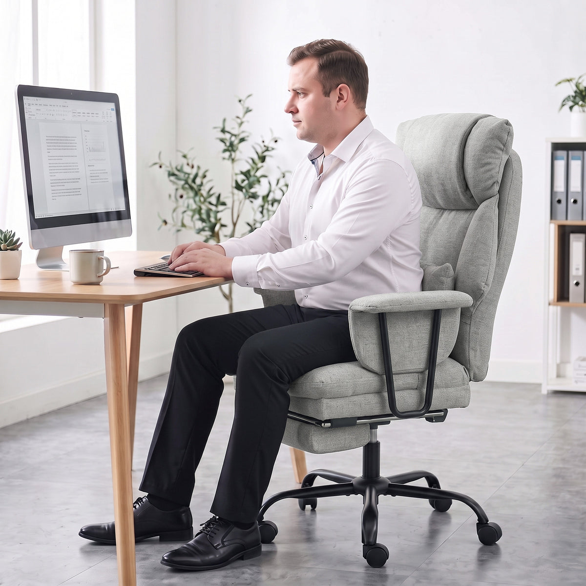180kg Office Chair, Desk Chair With Lumbar Support | Grey