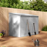 Durable Zinc Steel Metal Garden Shed 4.7×8.86ft – Waterproof Outdoor Storage House For Tools And Garden Equipment, White | White