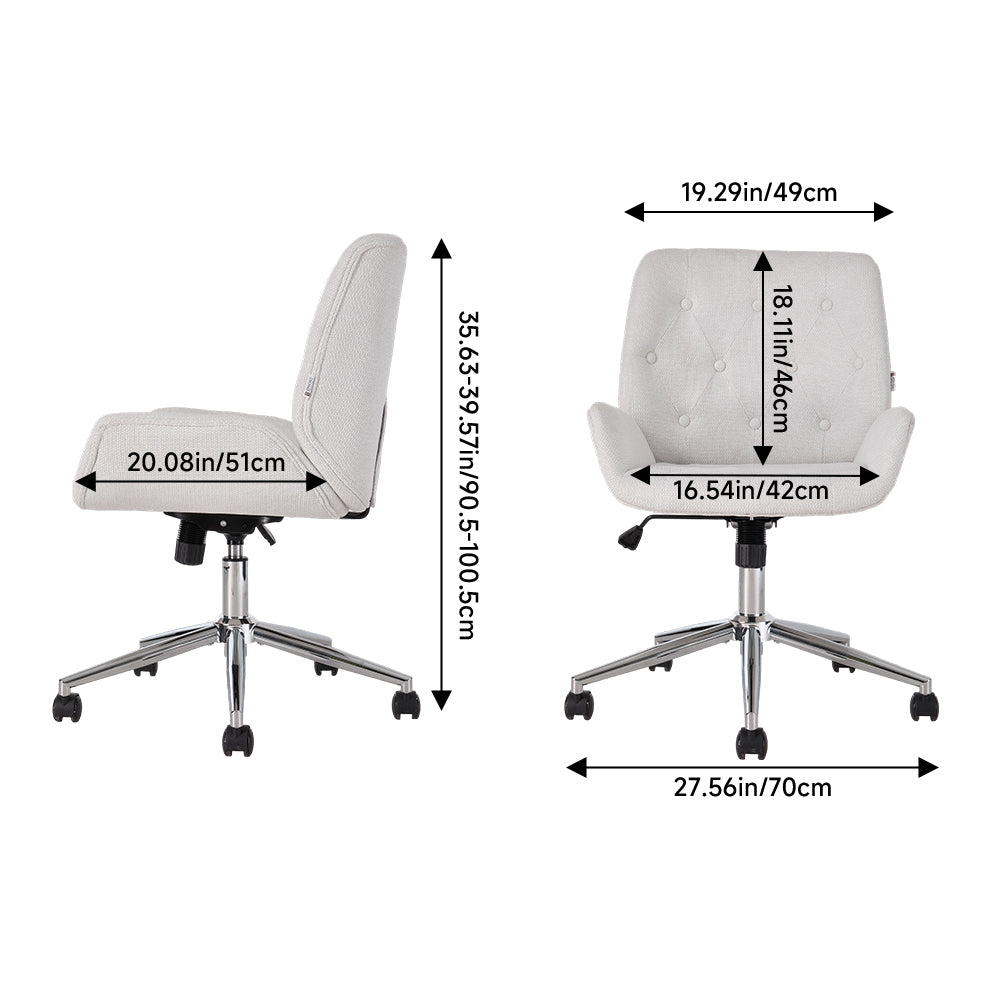 White Chenille Office Chair With High Back, Adjustable Height, And 360° Swivel