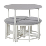 Round Dining Table Set With 4 Upholstered Stools
