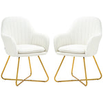 Accent Chair Set Of 2, Cashmere, Steel Legs, White