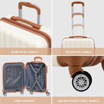 55x40x20cm Lightweight Luggage Overhead Cabin Hard Shell Cabin Suitcase 60+ Airlines Approved - Carry On Case - 4 Wheels | Cabin | Cream