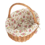 Garden Rose Cotton Lined Deluxe Wicker Shopping Basket | Small | Pink