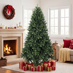 HOMCOM 7ft Artificial Christmas Tree, Solid Fir Wood Stand, Green
