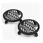 Metal Piot Caddy Stand With Lockable Wheels - Pack Of 2 | 30cm | Black