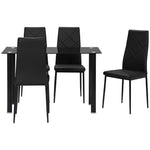 Dining Table Set With Tempered Glass, 4 Chairs