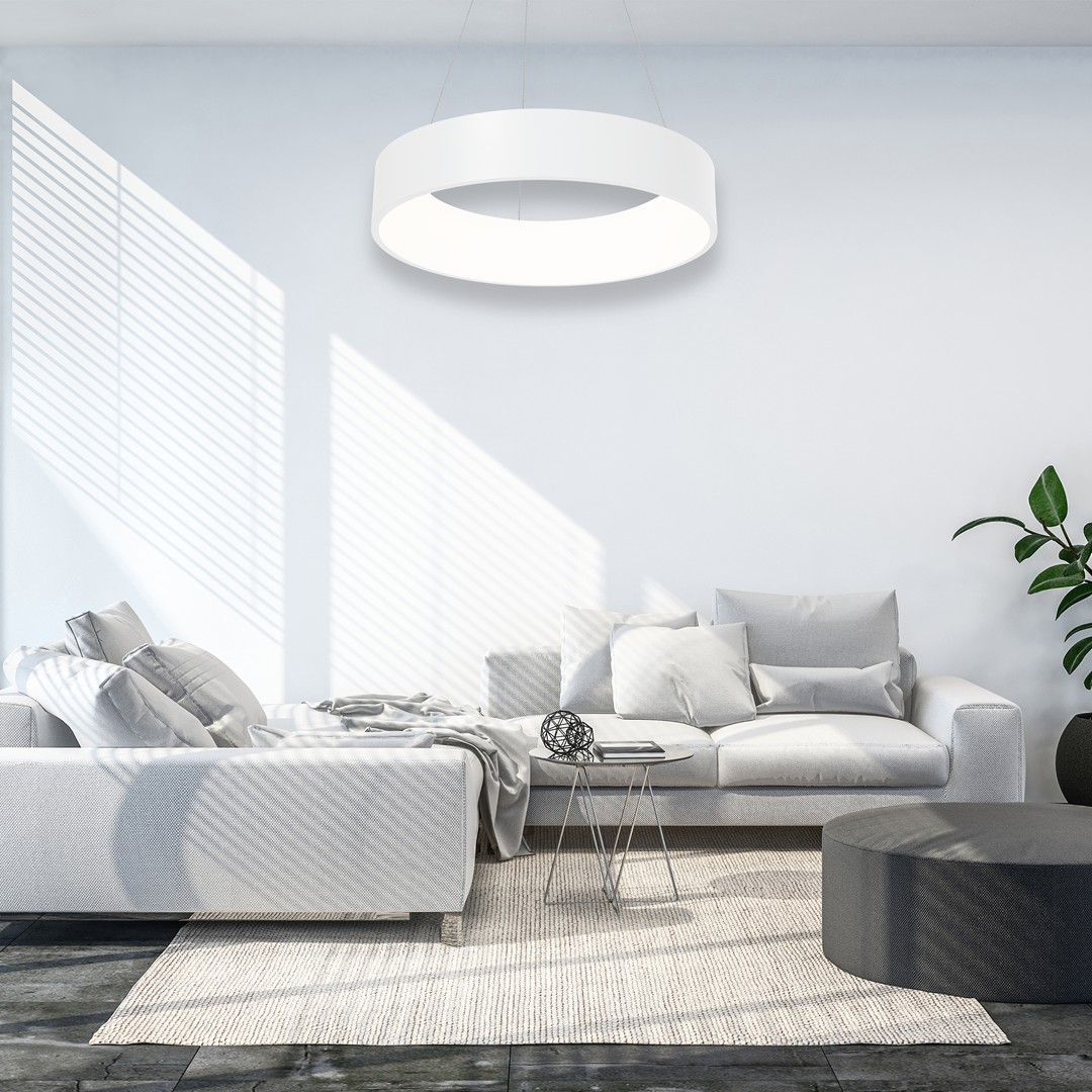 Ohio Stunning Led Pendant Lamp 24w(122w)  45cm Diameter Height Adjustable | White