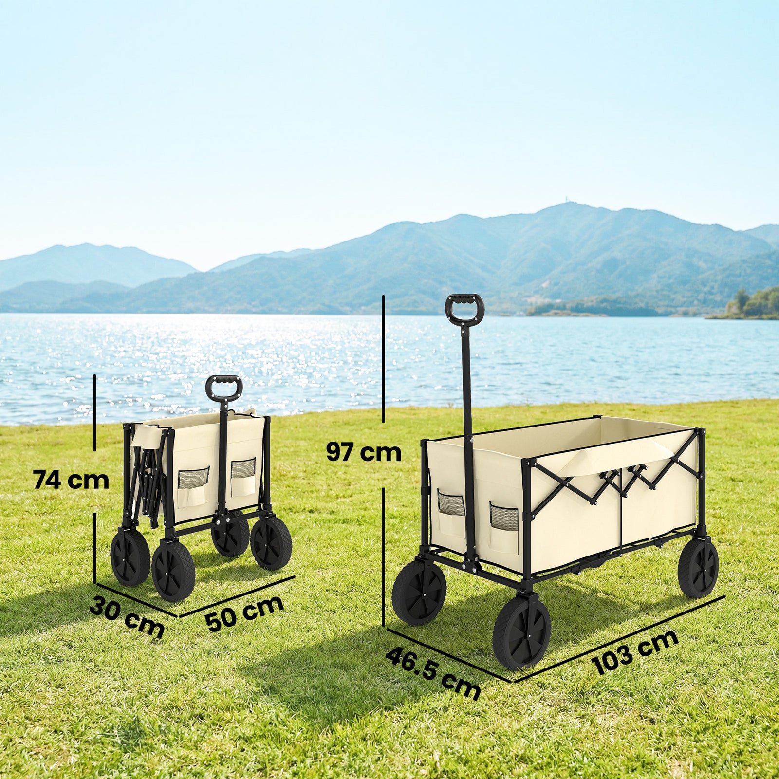 95l Foldable Festival Trolley On Wheels | Khaki