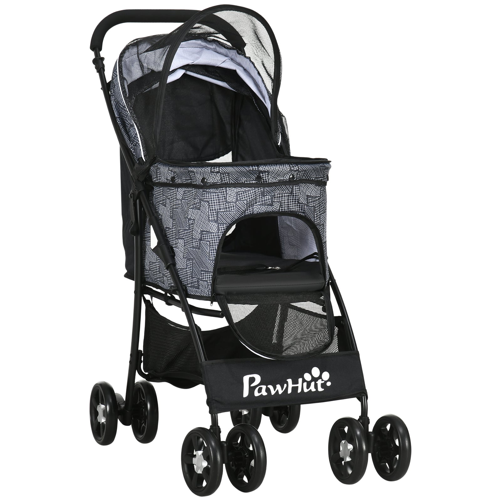 Pet Stroller Dog Pram Pushchair Cat Travel Carriage Universal Wheels | Gray