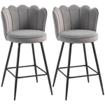 Barstool With Petal Backrest For Kitchen Island | Set of 2 | Grey