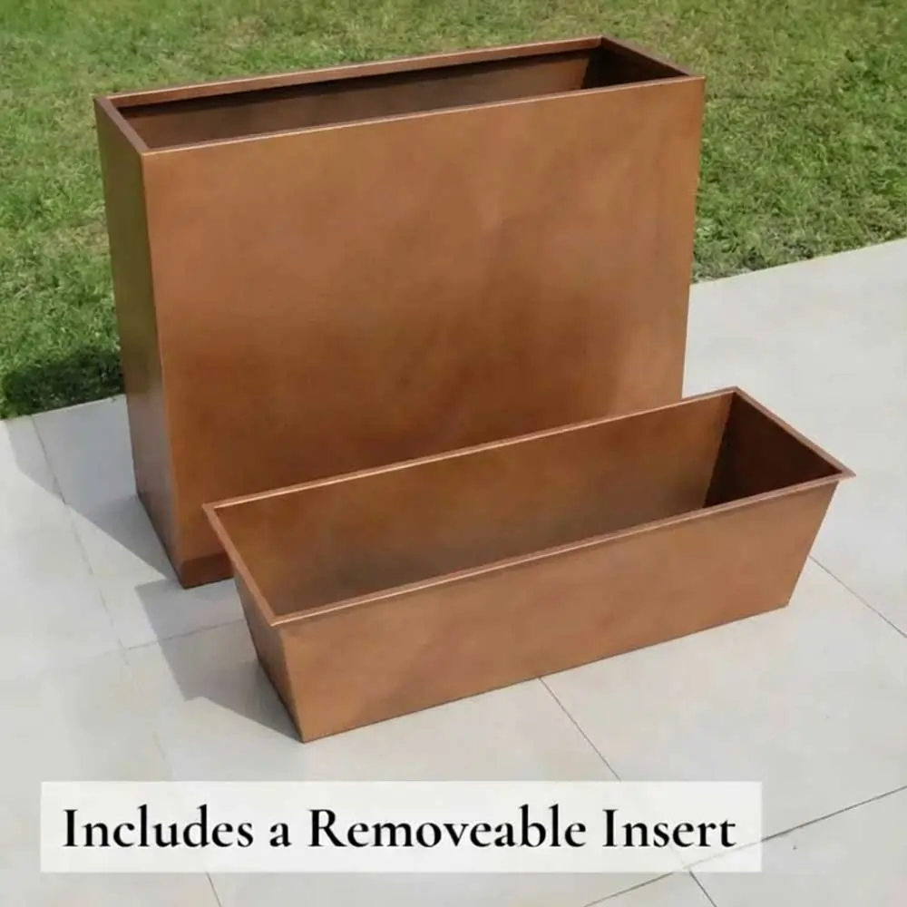 Long Zinc Galvanised Tall Trough Planter | 80cm x 25cm x 60cm | Copper