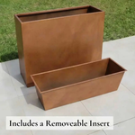 Long Zinc Galvanised Tall Trough Planter | 90cm x 30cm x 60cm | Copper