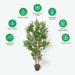 Artificial Green Handcrafted Bamboo Tree Plant With Pot, 155 Cm (5 Ft)