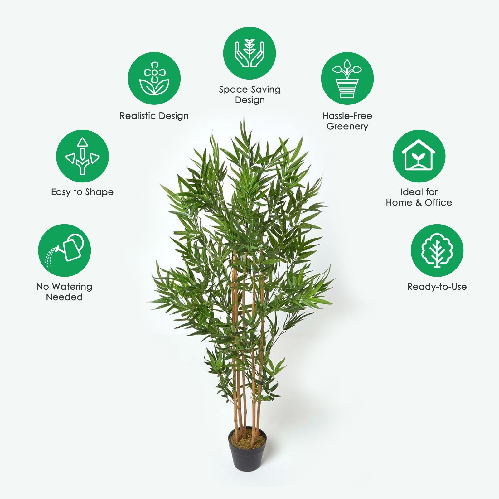 Artificial Green Handcrafted Bamboo Tree Plant With Pot, 155 Cm (5 Ft)