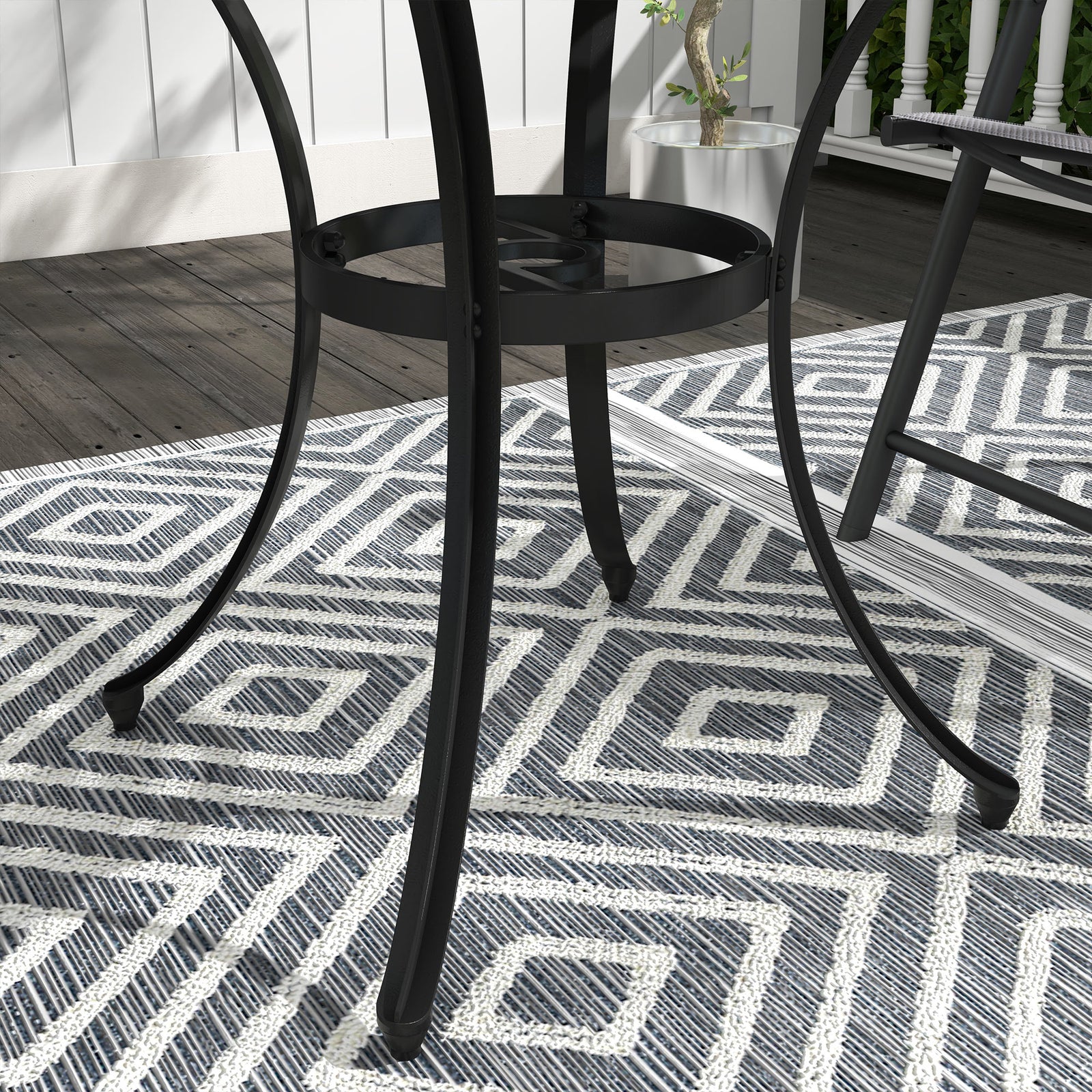 85cm Round Garden Table, Cast Aluminum, Black