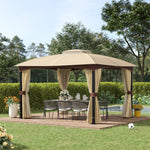 4 X 3metre Patio Gazebo Garden Canopy Shelter W/ 2 Tier Roof