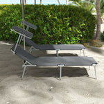 Reclining Sun Lounger Folding Recliner Garden Chair | Set of 2 | Dark Gray