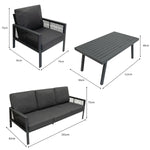 Aluminium 4 Piece Sofa Set With Rattan Storage Box | Anthracite