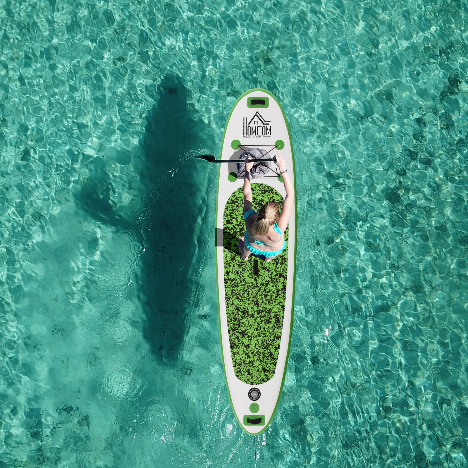 Inflatable Paddle Board, 10' X 30", Non-slip, 3 Fins | Green