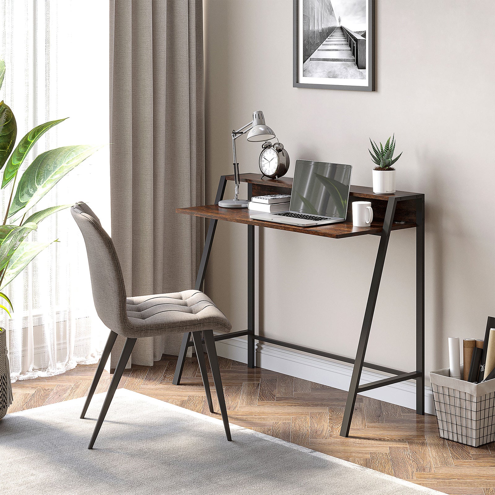 2-tier Workstation Desk With Storage Shelf