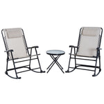3 Piece Outdoor Rocking Set, 2 Chairs & Table | Beige