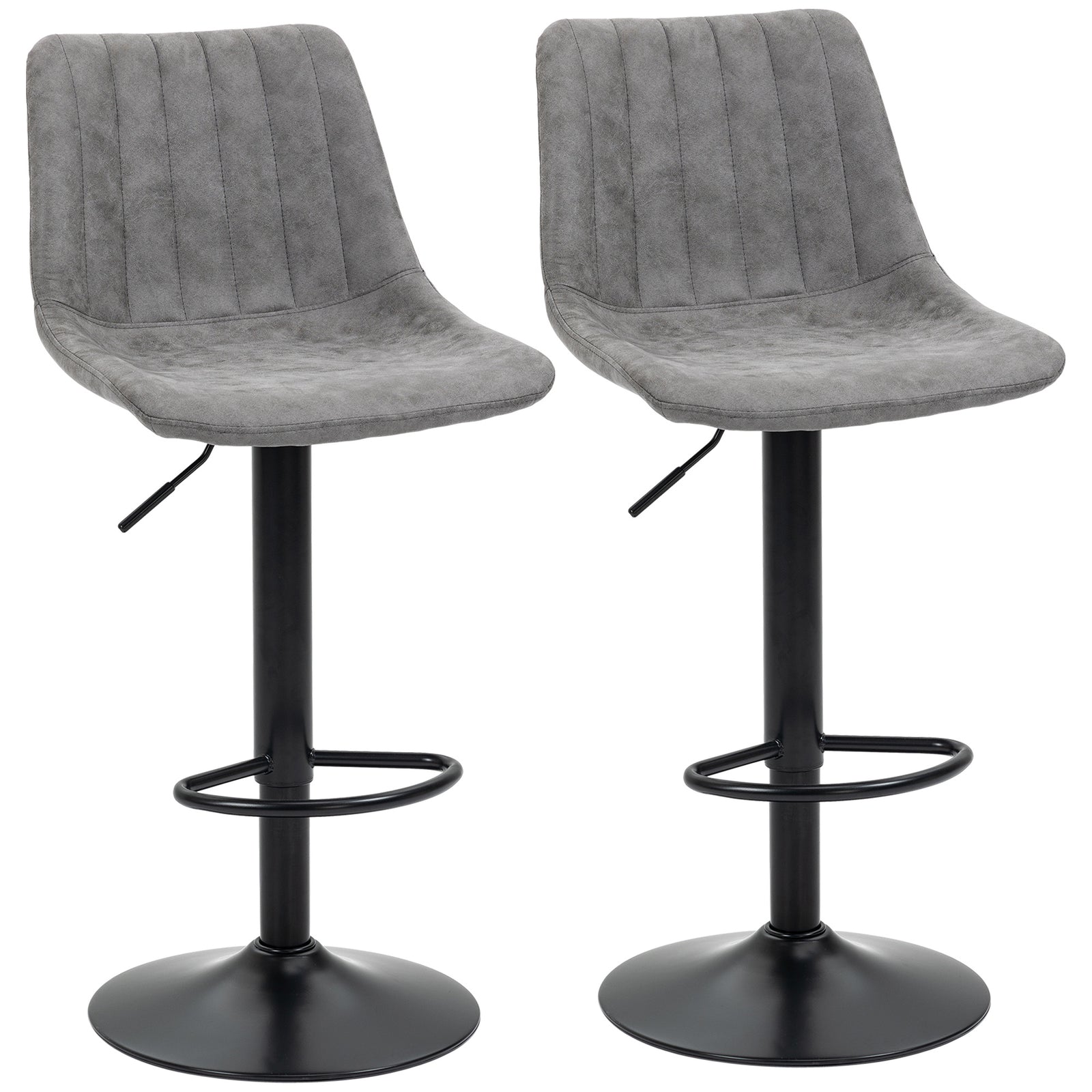 Set Of 2 Microfibre Retro Tub Bar Stools
