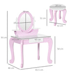 Kids Dressing Table With Mirror And Stool, For Ages 3-6 Years - Pink | Pink
