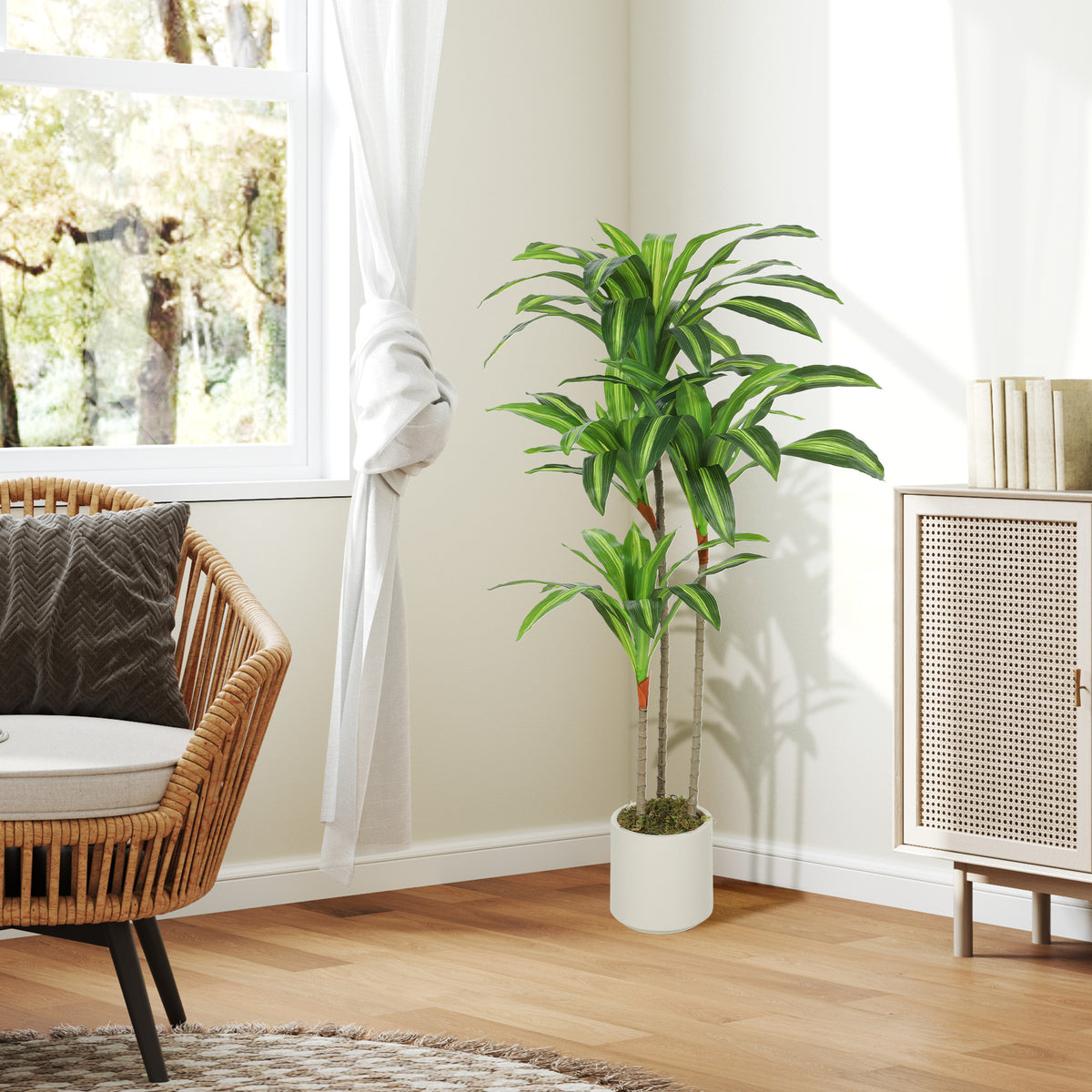 HOMCOM 120cm Artificial Dracaena Tree With Bendable Trunks For Home Decor