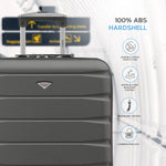 56x45x25cm Large Cabin Carry On Case - Overhead Luggage Suitcase - 4 Spinner Wheels - Abs Shell | 56 x 45 x 25cm | Charcoal