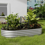 Garden Bed Oval-shaped Galvanized Steel Raised  Galvanized Planter Box Garden Planter With Metal | Small | Galvanized Silver