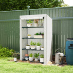 4 Tier Lean-to Mini Greenhouse W/ Reinforced Pe Cover | Gray