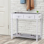 Wooden Console Table With Storage Shelf Two Drawers
