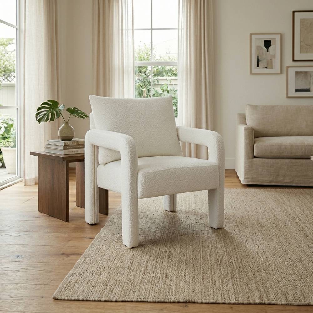 Teddy Fleece Upholstered Accent Chair With Lumbar Pillow