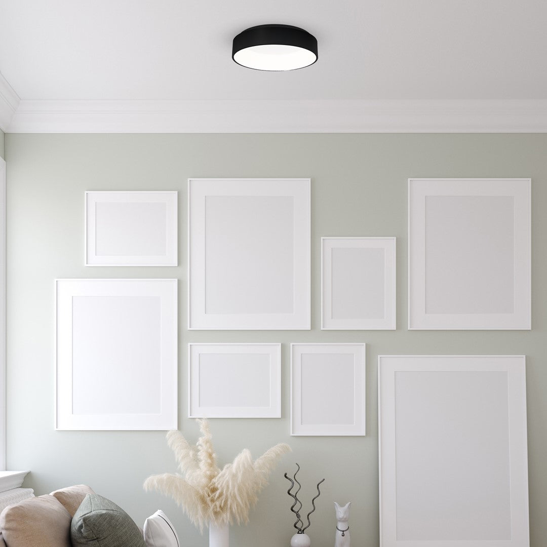 Ohio Led Flush Ceiling Lamp In Stylish Matt Black 24w(122w) With A Diameter Of 45cm