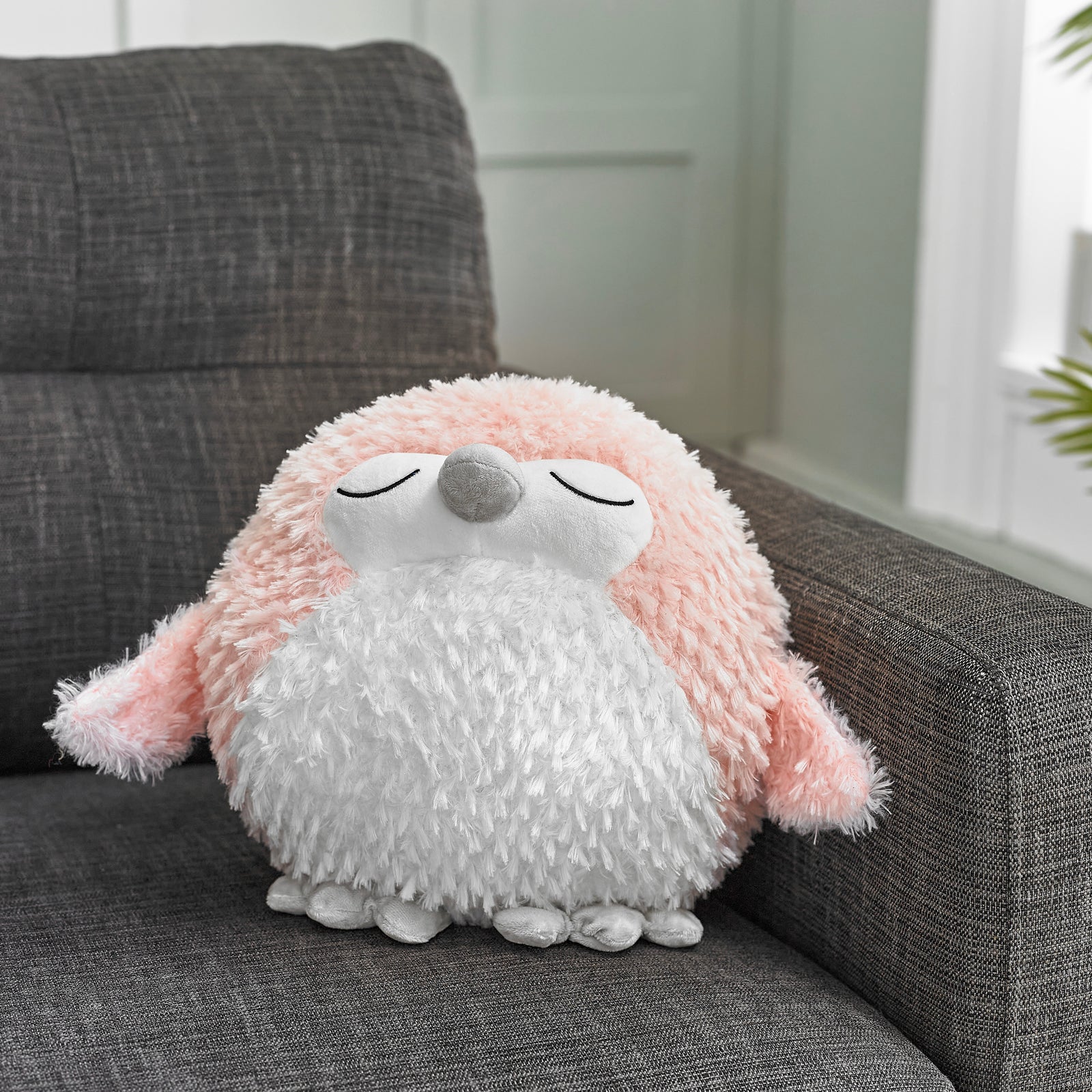 Soft Giant Handwarmer Cozy Plush Pink Owl | 30cm x 30cm | Pink