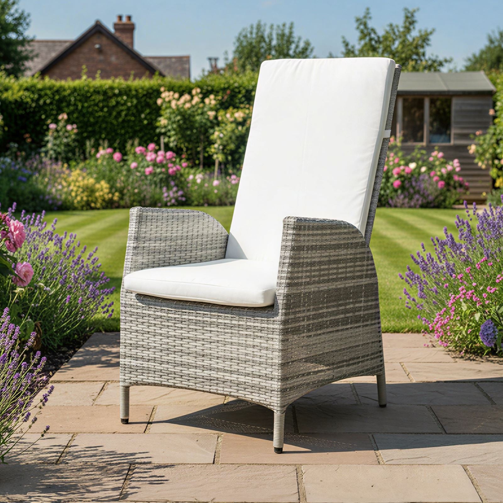 Lisbon Pack Of Rattan Reclining Dining Chairs | Set-of-4 | Mixed Grey