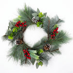 Artificial Frosted Pinecone Wreath, 50cm, Winter Snow