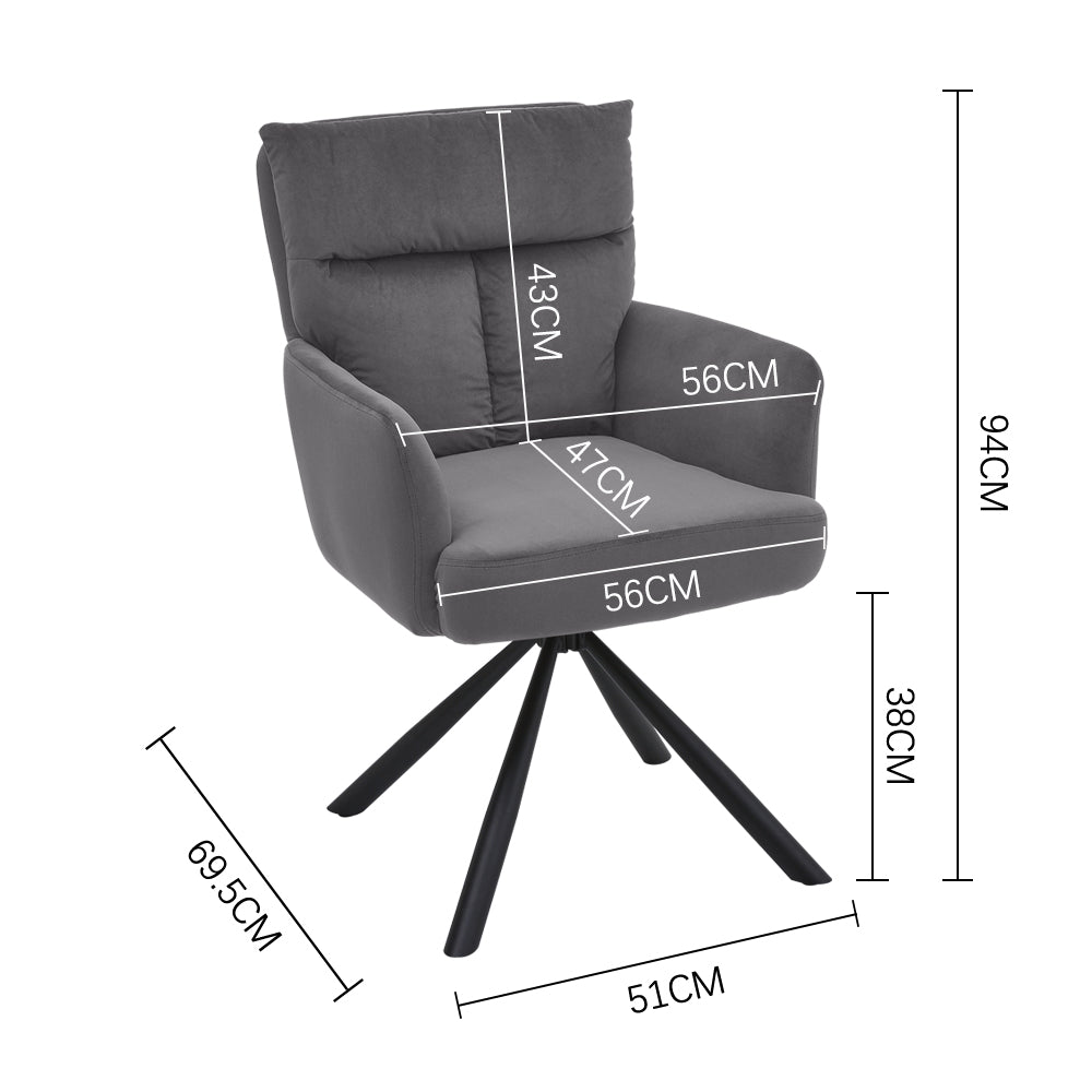 Modern Upholstered Swivel Armchair with Black Legs