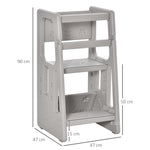 Step Stool, Adjustable Standing Platform, Toddler Kitchen Stool | Grey