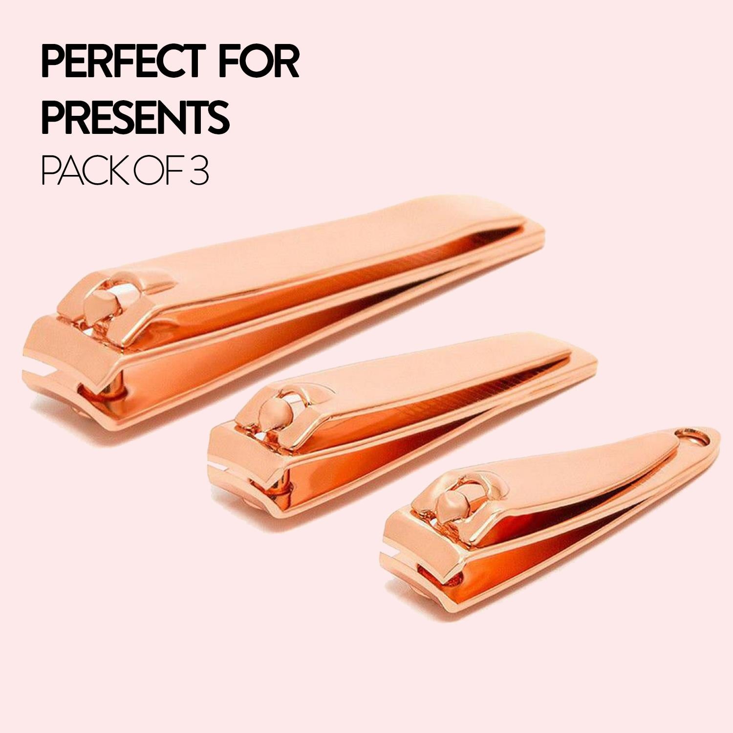 Aquarius Nail Clippers Stainless Steel Rose Gold Ergonomic Manicure Cutter Set Of 3