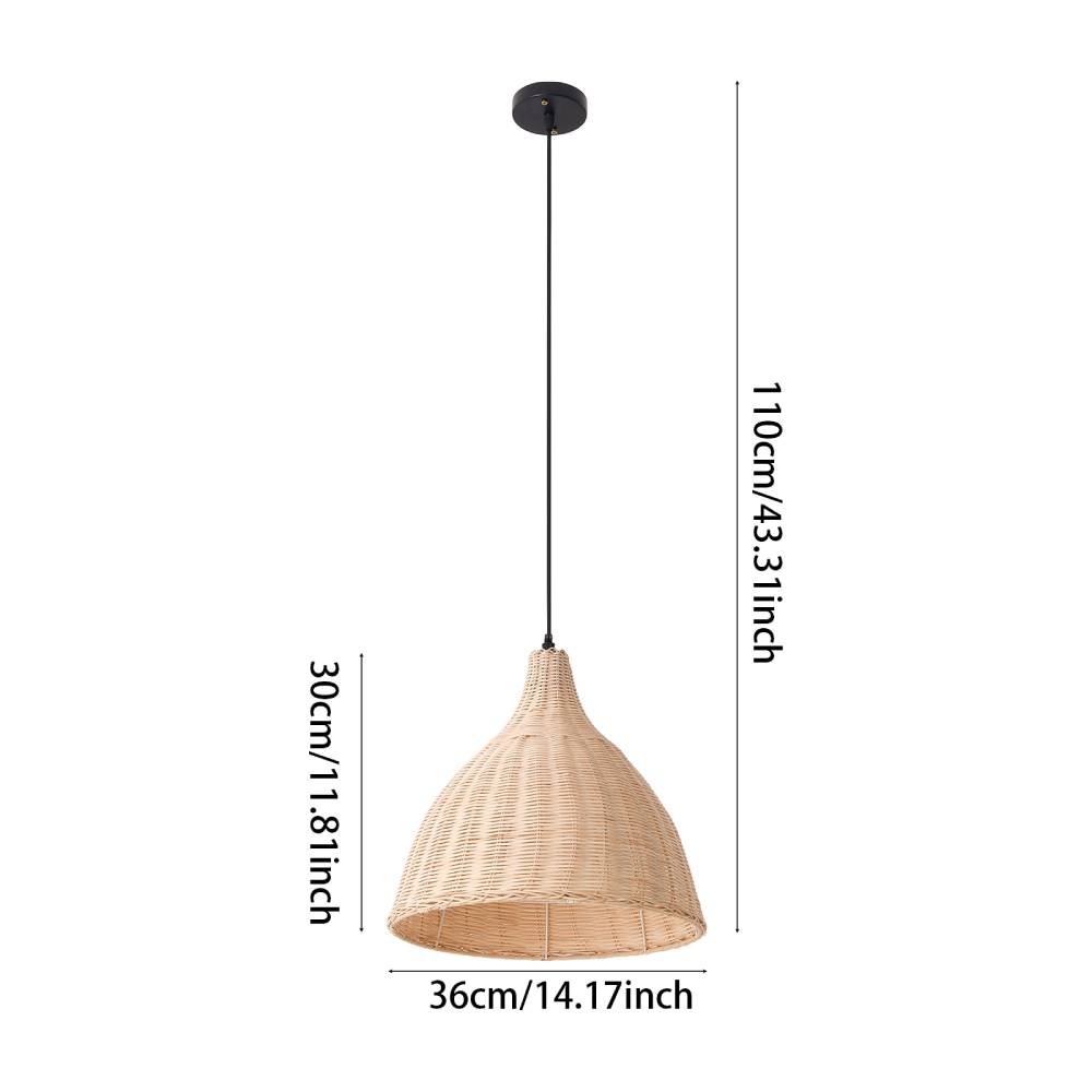 Natural Rattan Pendant Light – Three-colour Dimmable Beech Tone Lampshade For Modern And Nordic Home Décor
