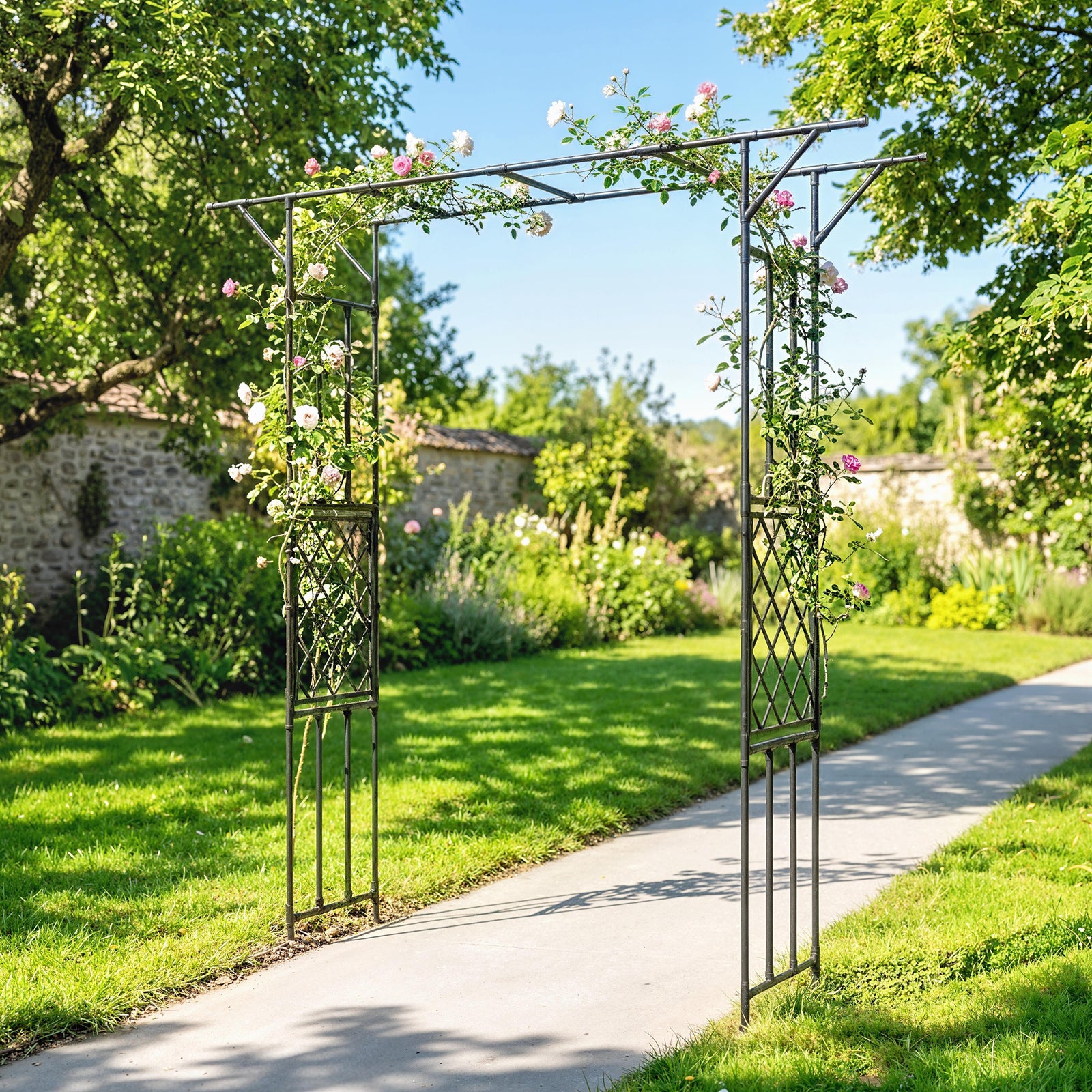 Outsunny Garden Arch, Rose Arch, 180 X 40 X 215 Cm, Black