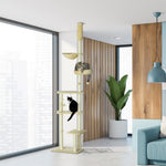 Floor To Ceiling Climbing Cat Tree Tower, 230-250cm Height, Beige