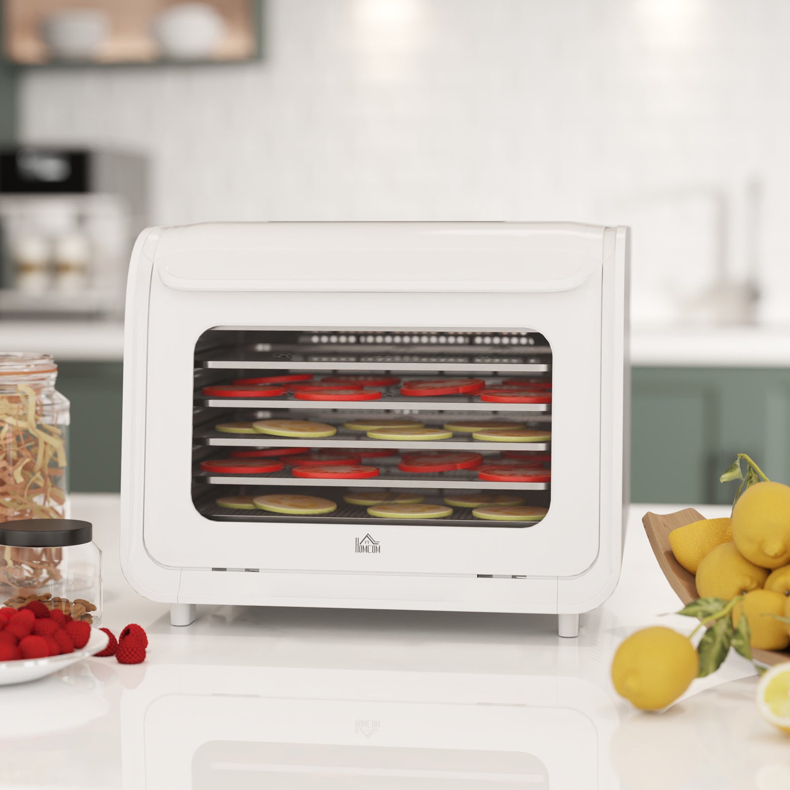Food Dehydrator With 6 Stainless Steel Tray, For Fruit, Meat | One Size | White