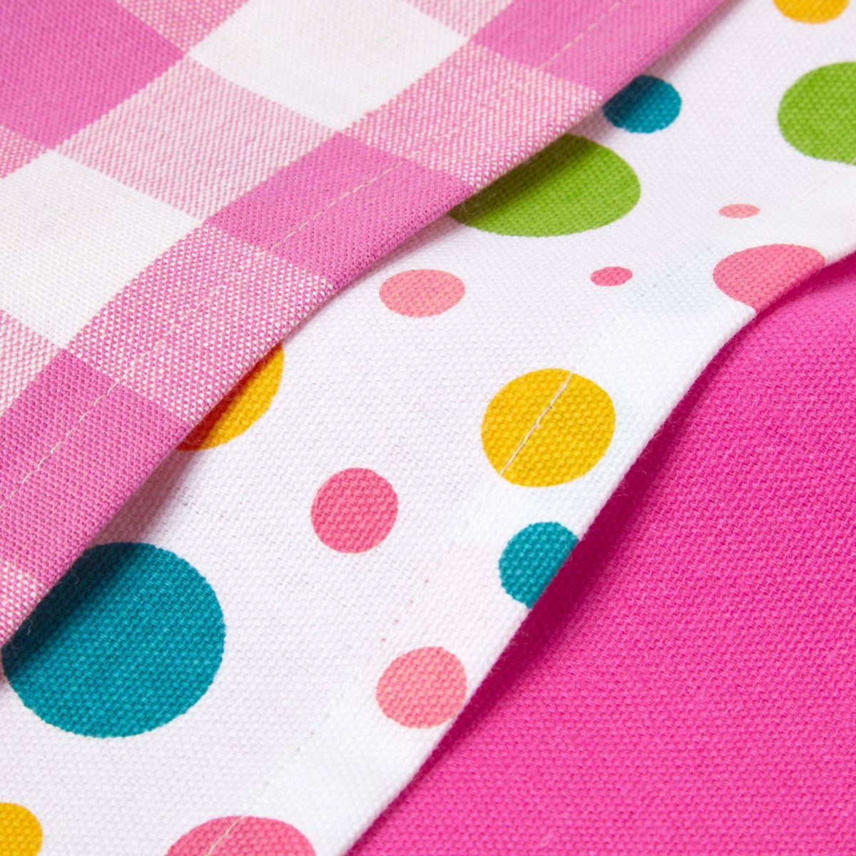 Multi Colour Polka Dot Cotton Tea Towels Set Of Three | 50cm x 75cm | Multi Colour