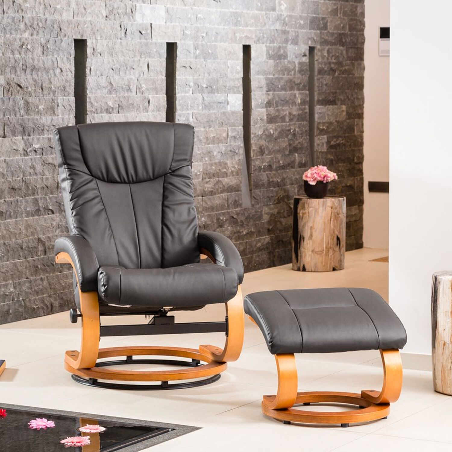 Modena Swivel Recliner And Footstool