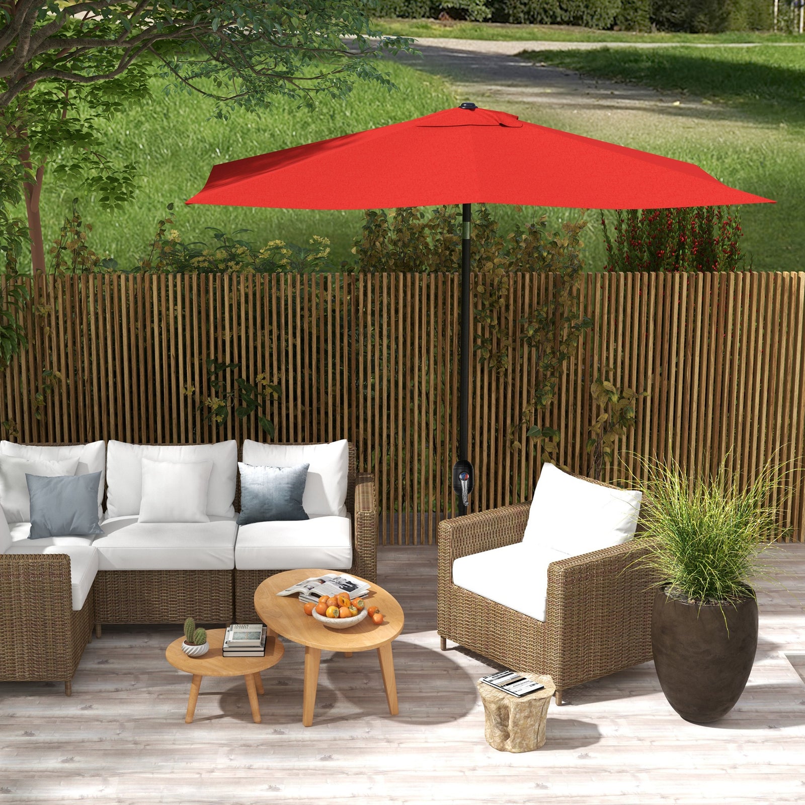2 X 3(m) Garden Parasol Rectangular Market Umbrella W/ Crank
