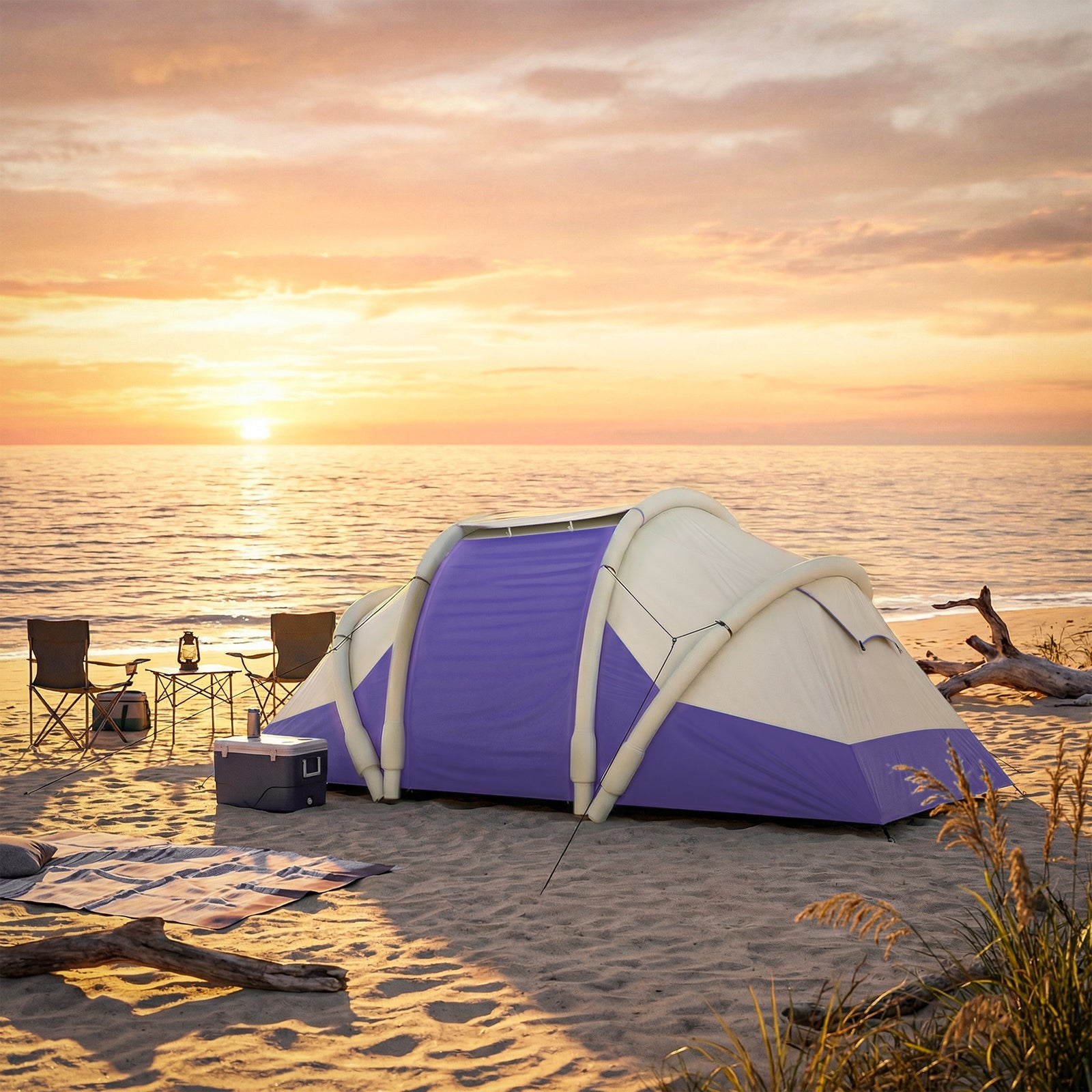 Inflatable Tent 3000mm Waterproof For 4 Person | Purple
