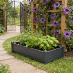 Metal Raised Garden Bed Planter Box – Galvanised Steel Rectangular Outdoor Planter | Dark Grey