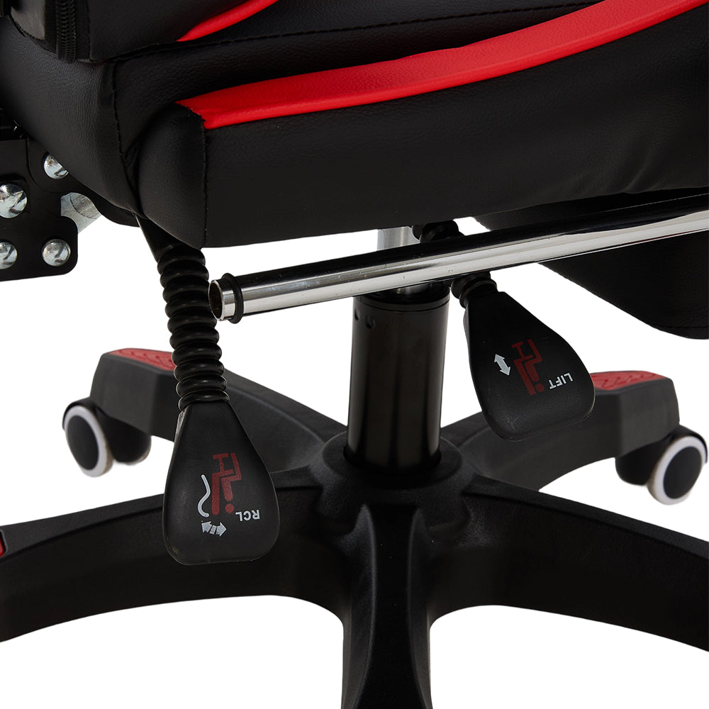 Rgonomic Gaming Chair With Adjustable Height & Backrest Office Computer Chair With Footrest And Pillow | Red